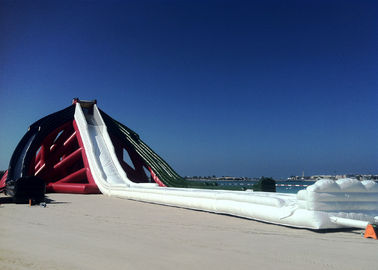 Bolwer ile 75m Uzun Dış Dev Şişme Su Kaydırağı PVC Kırmızı Beyaz