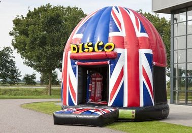 Komik Disko Bouncer Evi Union Jack, İçme PVC Şişme Atlama Ev