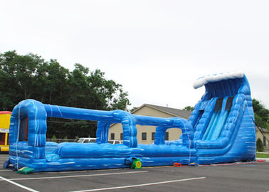 Dev Yetişkinler Mavi Uzun Çift Şişme Kayma Ve Havuzlu Slide