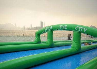 Popüler 300 Metre Uzun Carzy Büyük Şişme Slayt Hava Mühürlü PVC Branda