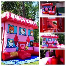 Pembe Hello Kitty Şişme Fedai, Backyard Fun için Çocuklar Bouncy Castle Blow Up