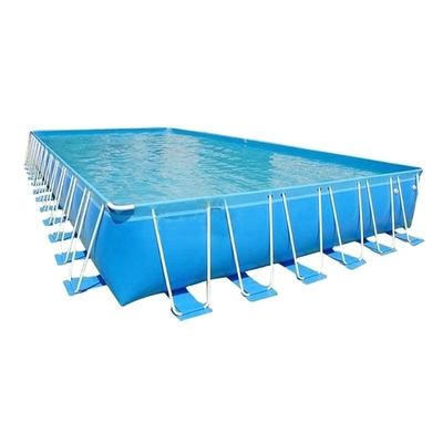 EN71 Taşınabilir Su Havuzu 0.9mm PVC Şişme Dikdörtgen Metal Çerçeve Yüzme Havuzu