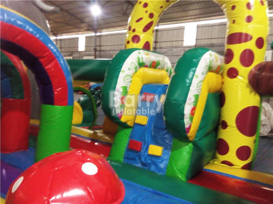0.55mm PVC Şişme Eğlence Parkı Bouncer Slayt Oyun Alanı Orman Hayvan Teması