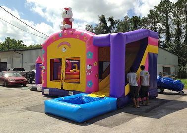 Slayt 0.55mm PVC Tente ile Çocuklar Parti Pembe Hello Kitty Temalı Şişme Bouncer
