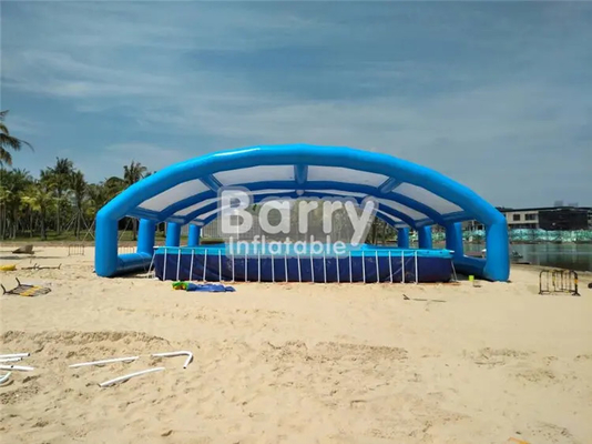 Metal Çerçeve Havuz Plajı İçin Mavi Ve Beyaz Şişme Barınak Çadırı