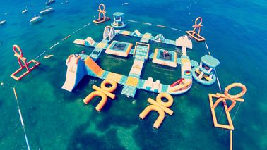 Wake Island Için Dev Yetişkin Dev Mavi şişme spor parkı, Okyanus Için su sporları ekipmanları