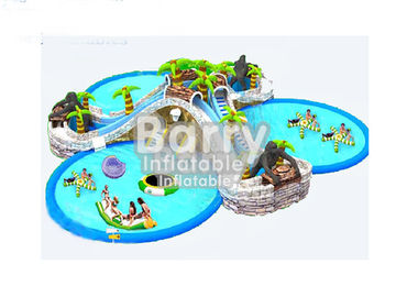 Çocuklar Şişme Su Parkı / Aqua Park 3 Havuzlu Dayanıklı Ticari Sınıf