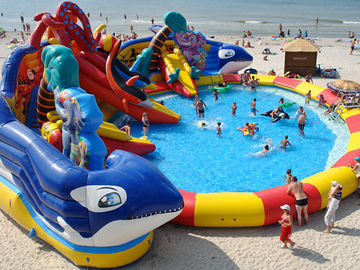Özelleştirilmiş dev ahtapot su parkı, büyük havuz oyuncaklar ile dolohin hayvan şişme su parkı