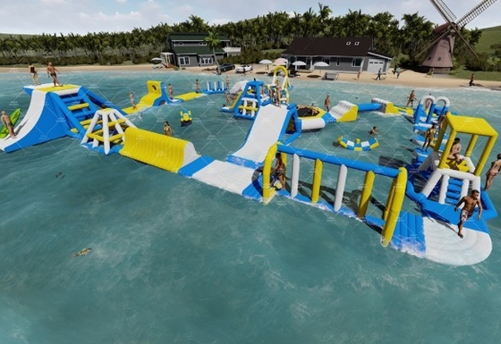 0.9mm PVC Şişme Yüzer Su Parkı Açık Aqua Macera Su Parkı