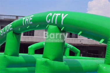 Sokak / Yol için Çılgın Eğlence Yeşil Şişme Şehir Slide Büyük Şişme Slaytlar