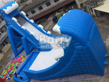 Mavi Dalga 36 * 20 * 15m Havuzlu Dev Şişme Su Kaydırağı CE / UL Blower