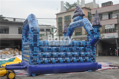 Cadılar Bayramı Festivali için 0.55mm PVC Şişme Fedai Blue Block Bouncy House Castle