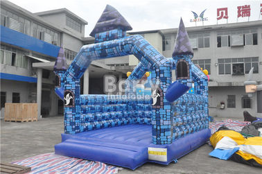 Cadılar Bayramı Festivali için 0.55mm PVC Şişme Fedai Blue Block Bouncy House Castle