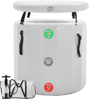 Yuvarlak Taşınabilir Su Havuzu Şişme Buz Banyo Tub PVC Drop Stitch Hot Tub Hand Pump And Repair Kit