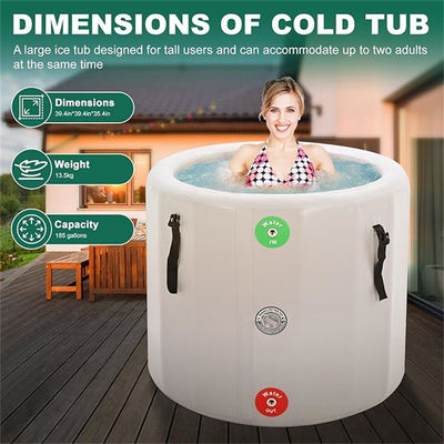Yuvarlak Taşınabilir Su Havuzu Şişme Buz Banyo Tub PVC Drop Stitch Hot Tub Hand Pump And Repair Kit