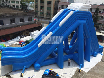 Su Havuzu Yangın Geciktirici İçin Mavi Çift Şeritli Dev Şişme Slide