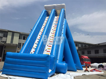 Su Havuzu Yangın Geciktirici İçin Mavi Çift Şeritli Dev Şişme Slide