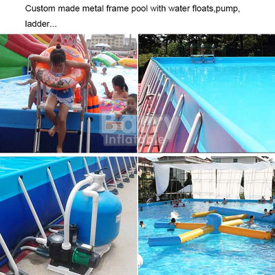 Paslanmaz Çelik Çerçeve Taşınabilir Su Havuzu Yüzme 0.9mm PVC Oyun Ekipmanları