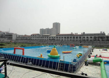 Büyük Su Parkı Dikdörtgen Yer Üstü Metal Çerçeve Çocuk Havuzu 12 x 39