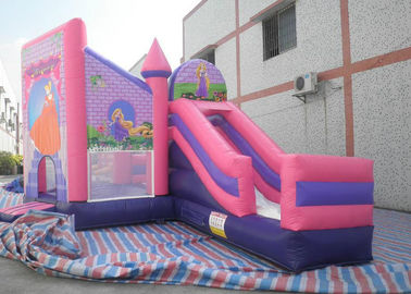 Çocuklar 3 1 Combo Bounce House, Slayt ile Pembe Prenses Bouncy Castle