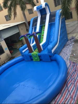 Havuz 8m Dia ile Üçlü Dikiş 0.9mm PVC Şişme Su Kaydırağı