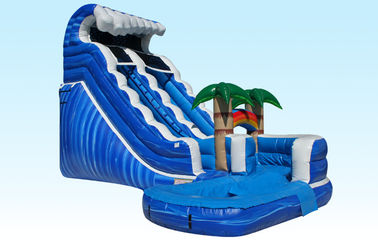 Havuzlu PVC Mavi Orman Canavarı Şişme Dalga Slide, 25L x 15W x 18H