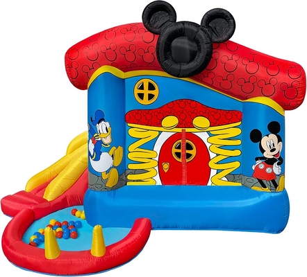 0.55mm PVC Şişme Fedai Disney Mickey Mouse Funhouse Slaytlı Açık Sıçrama Evi
