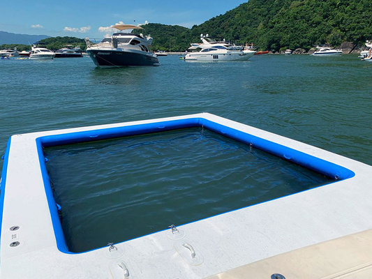 Yacht Açık Hava Sporları Drop Stitch Deniz Havuzu Şişme Yüzen Okyanus Deniz Yüzme Havuzu Anti Medusa Ağı