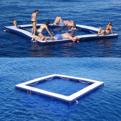 Yacht Açık Hava Sporları Drop Stitch Deniz Havuzu Şişme Yüzen Okyanus Deniz Yüzme Havuzu Anti Medusa Ağı