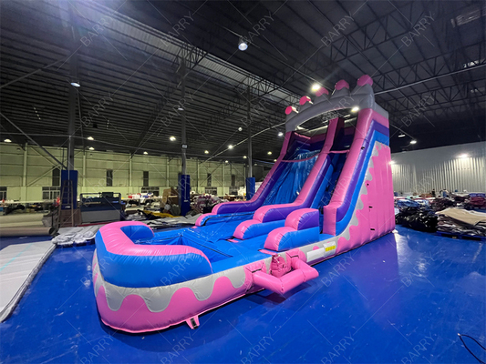 8.4x3.6x6m Özel Jumper Atlayan Çocuklar Pembe Prenses Parti İçin Şişme Su Kaydırmaları