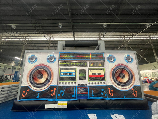 Etkileşimli Şişme Disko Dans Evi Yetişkin Boom Kutusu Atlama Bouncy Castle Retro Boombox Parti için Bouncer