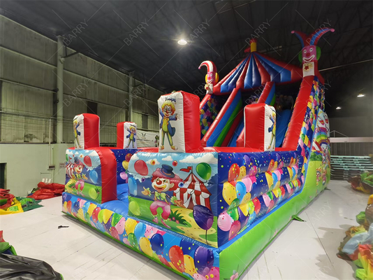 Palyaço Şişme Kaydırak 8x4.7x6.5m Çocuk Partileri için Özel PVC