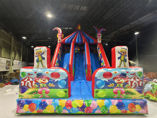 Palyaço Şişme Kaydırak 8x4.7x6.5m Çocuk Partileri için Özel PVC
