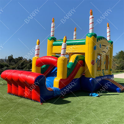 Ticari ucuz doğum günü pastası Ay yürüyüşü şişme kombinasyon kaydırma atlama kalesi çocuklar parti için sıçrama evi