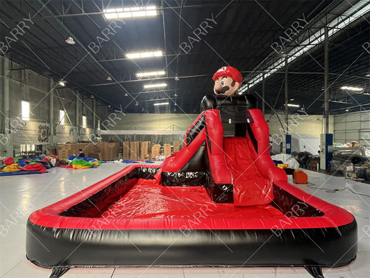 Satılık veya Parti Kiralama İçin Havuzlu Ticari Süper Mario Bros Temalı Şişme Su Kaydırağı