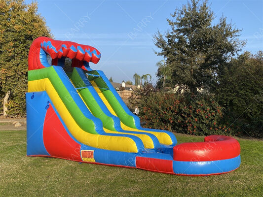 Havuzlu Gökkuşağı Temalı Şişme Su Kaydırağı, Çocuklar için Açık Hava Renkli Su Oyun Ekipmanı ve Top Havuzu