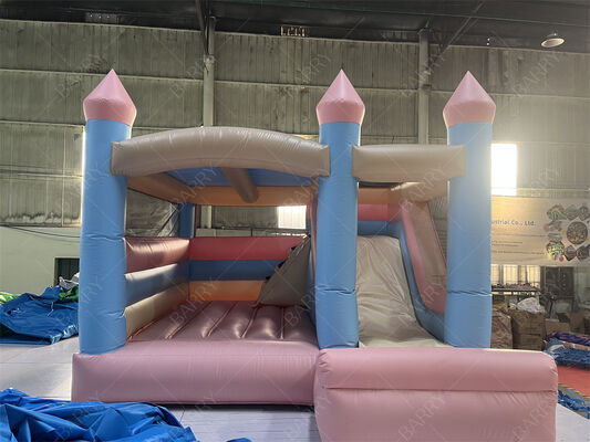 Pembe ve Mavi Prenses Pastel Kale Slide ile şişme sıçrama evi