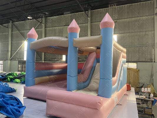 Pembe ve Mavi Prenses Pastel Kale Slide ile şişme sıçrama evi