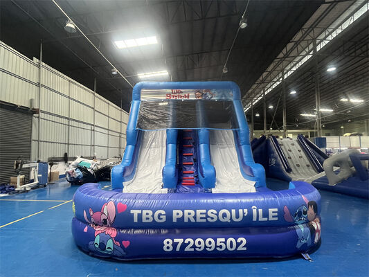 Lilo & Stitch Temalı Üçlü Şeritli Şişme Kaydırma.