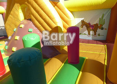 Slayt ile Çocuk Gümrükleme Western Theme House Şişme Toddler Bahçesi