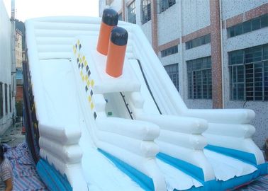 Beyaz Ticari Şişme Slide / Çift Şeritli Titanic Şişme Slide