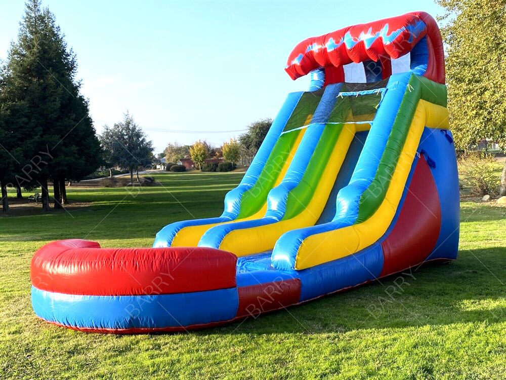 Havuzlu Gökkuşağı Temalı Şişme Su Kaydırağı, Çocuklar için Açık Hava Renkli Su Oyun Ekipmanı ve Top Havuzu