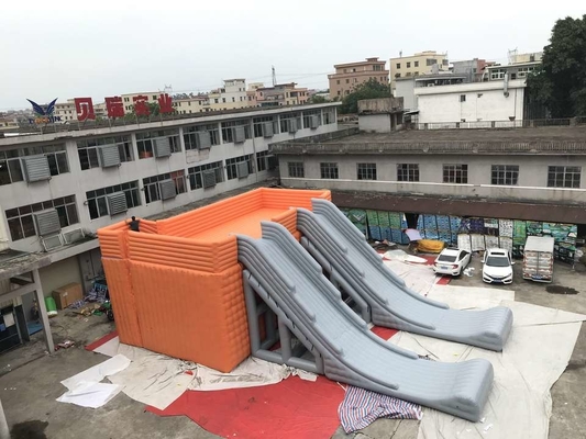 Etkinlikler Büyük Platformlu Dış Mekan PVC Tente Malzemeli Şişme Combo Slide