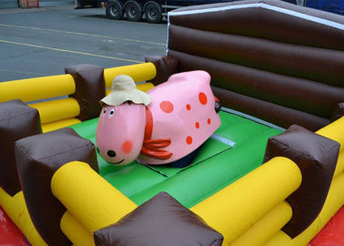 Çılgın Genç Rodeo Bull Ride Açık Şişme Oyunlar Hava Mekanik Boğa