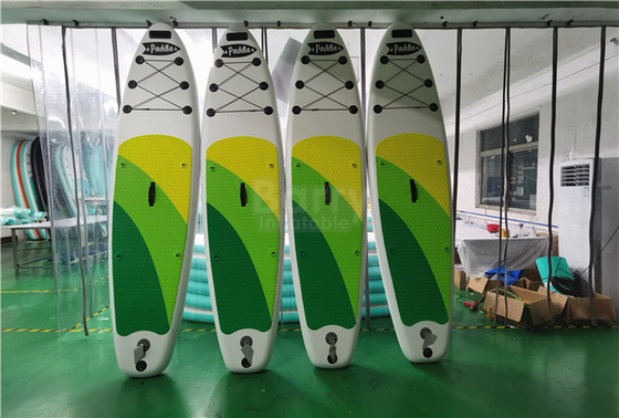 Özelleştirilmiş Yeşil ve Sarı Şişme SUP Kurulu Stand Up Paddleboard