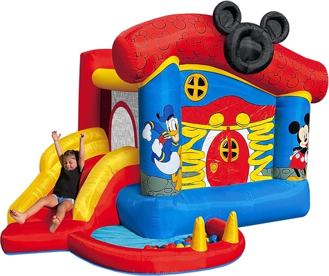 0.55mm PVC Şişme Fedai Disney Mickey Mouse Funhouse Slaytlı Açık Sıçrama Evi