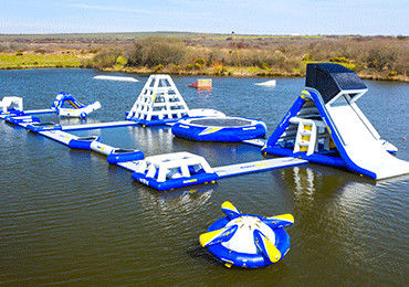 Wake Island Şişme Su Parkı Deniz İçin Dayanıklı Mavi Şişme Su Parkı