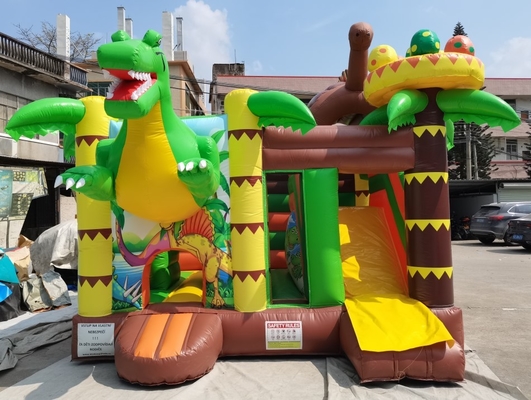 Slayt Dinozorlar Temalı Çocuklar İçin Sıçrama Evli Özel Şişme Yaşam Dolu Kale
