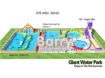 3D Şişme Köy Su Parkı İnşaat Dev 0.55mm PVC Tente
