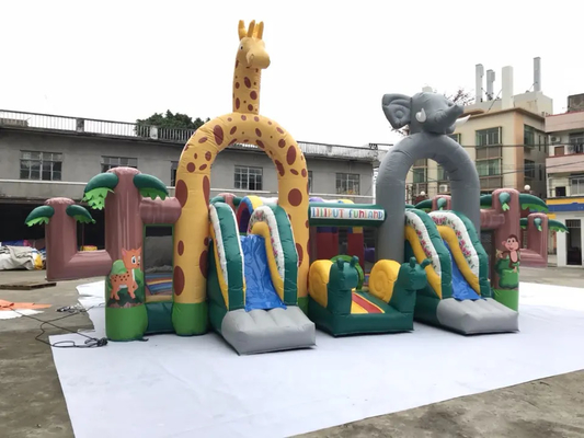 Oyun Alanı Orman Teması Şişme Eğlence Parkı Slaytlı Atlama Kalesi